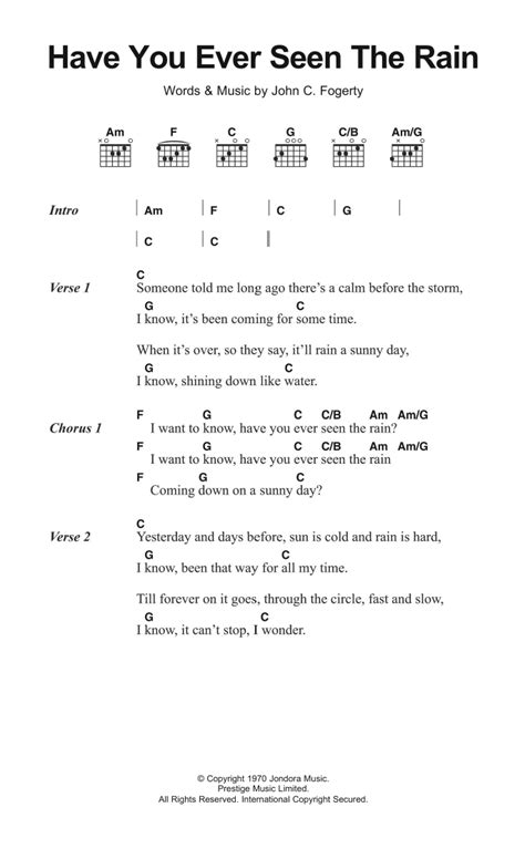 have you ever seen the rain chords